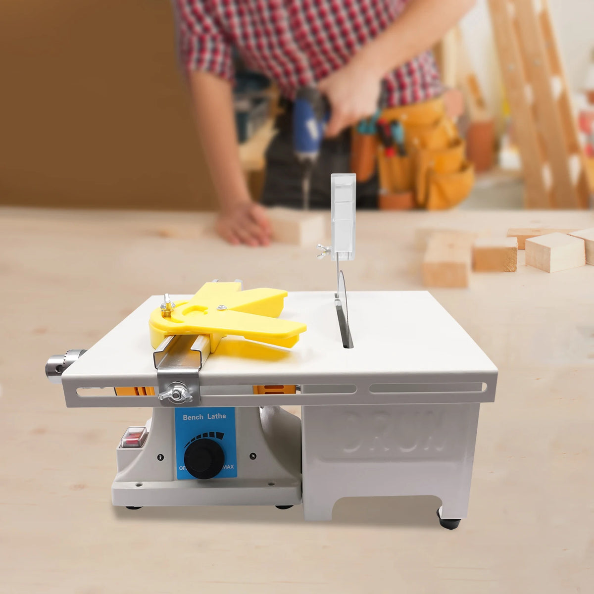 Table Saw 750W Woodworking Table Saws 110V Precision Cutting Grinding Polishing Machine Adjustable Chuck Stable Clamp