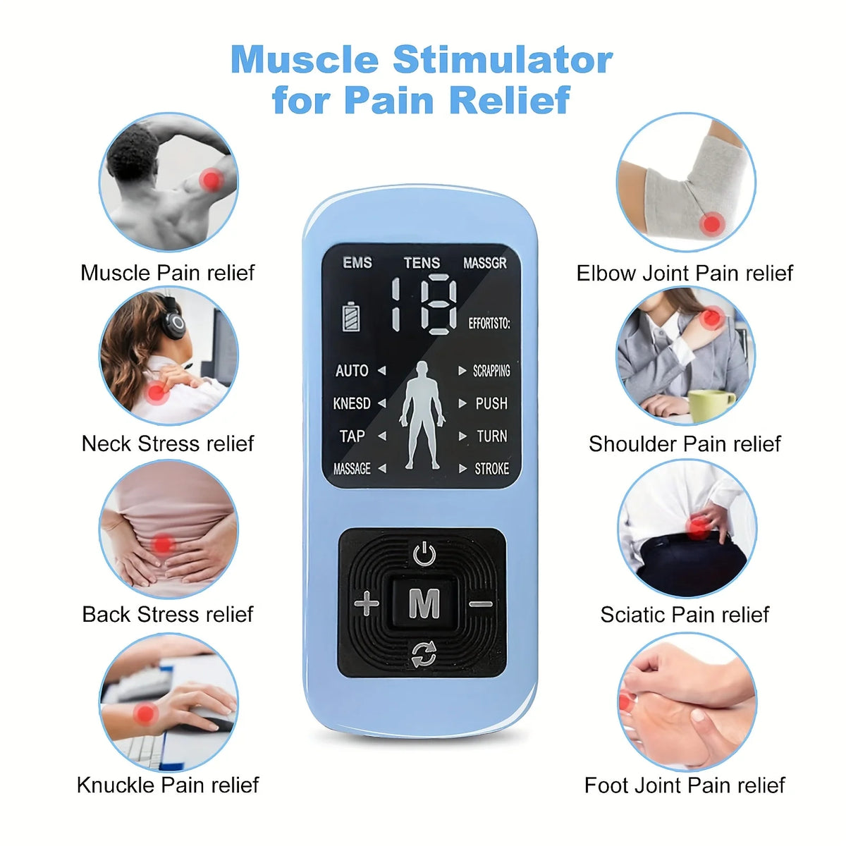 Muscle Stimulator Relieves Body Fatigue, Back Pain, Neck Pain, Carpal Tunnel Syndrome Pain, Arthritis And Foot Pain,.