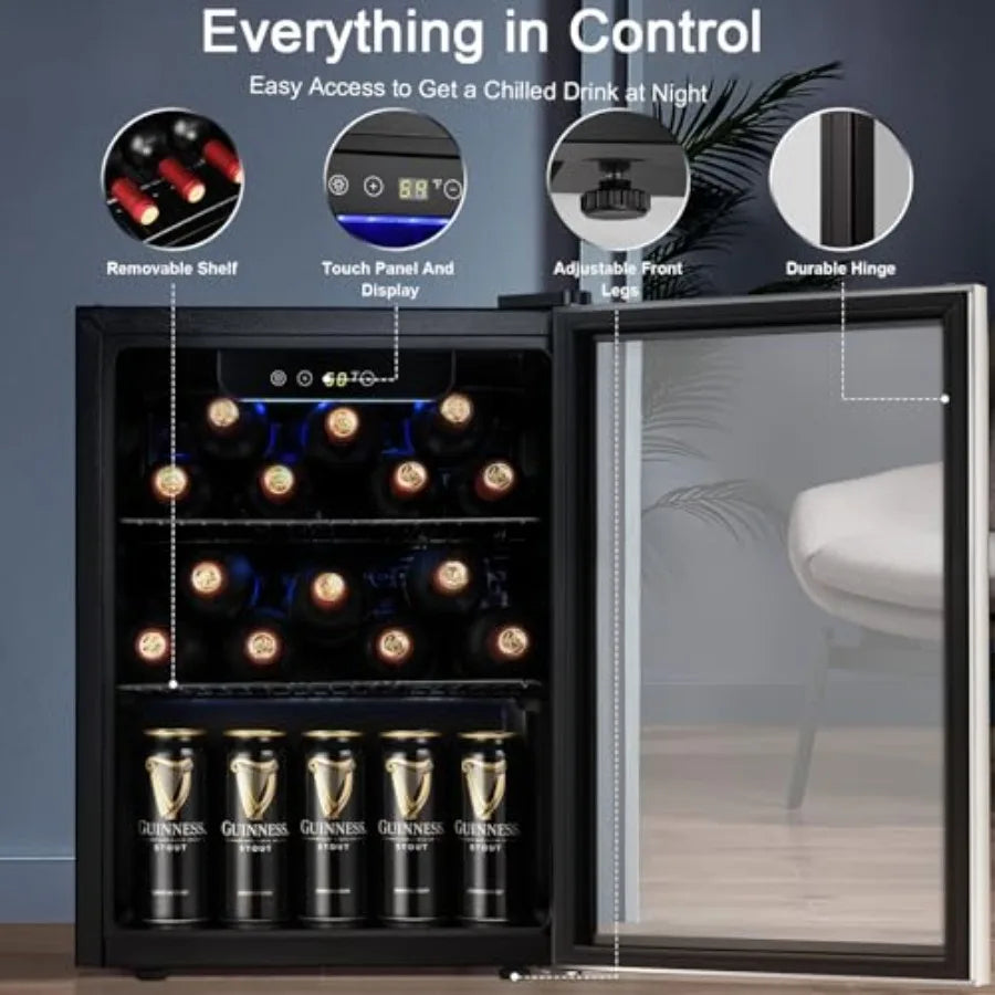 68-can beverage refrigerator, stainless steel glass door, silver, digital temperature .
