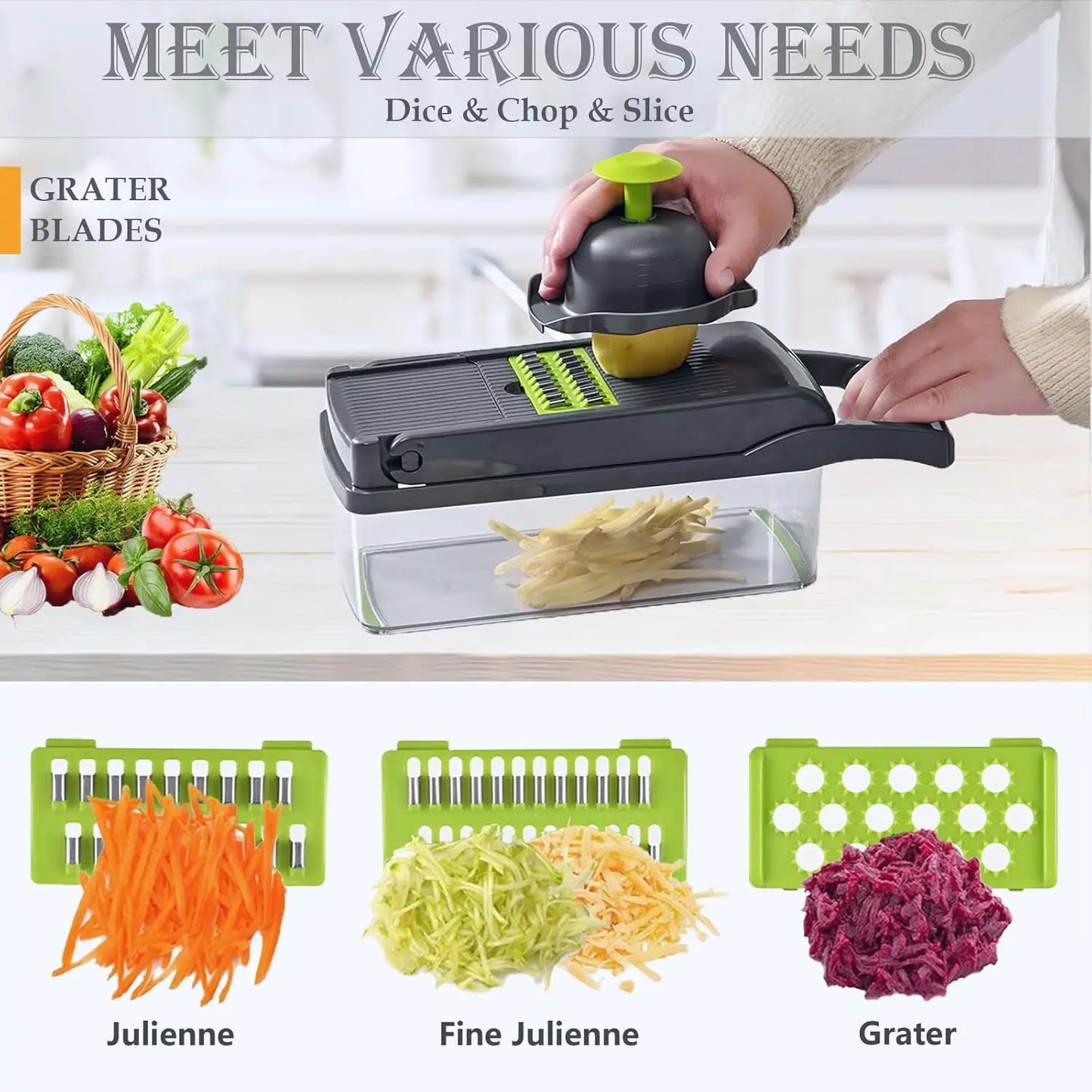 Upgraded Vegetable Chopper, Multi-Functional Easy