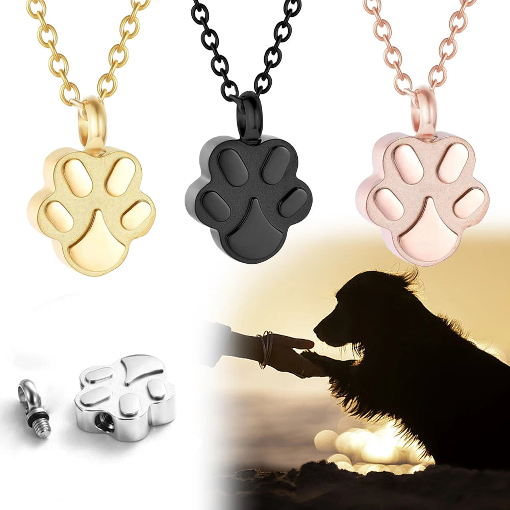 Pet Cremation Jewelry for Ashes Pendant Paw Print Pet Urn Necklace .