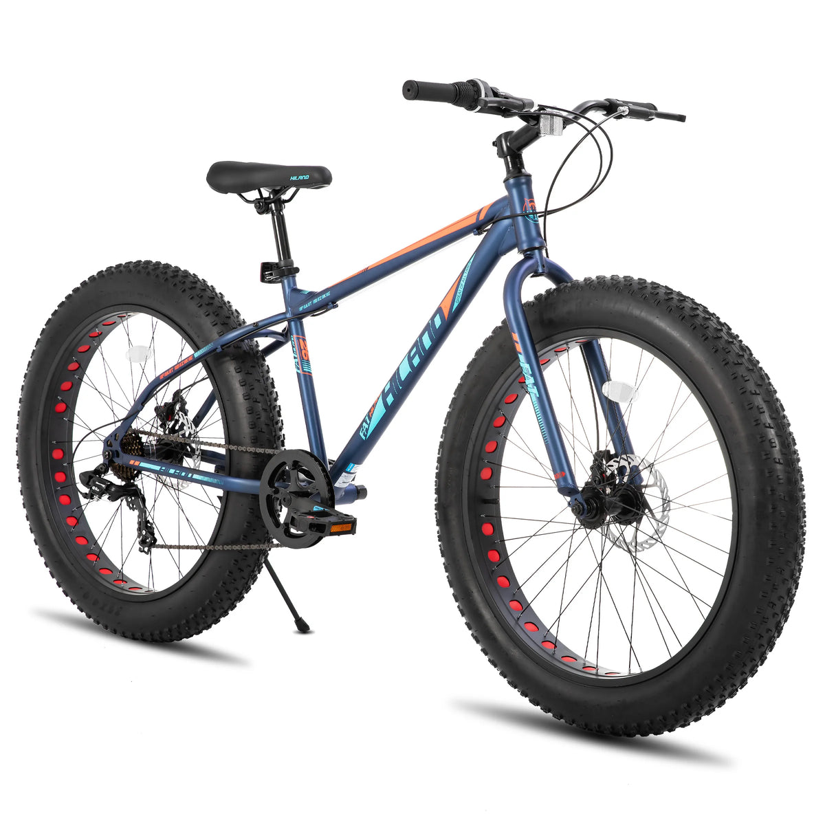 Hiland 20/24/26 Inch Kids Mountain Bike Fat Tire Dual-Disc Brake Shimano 7-Speed Beach Bicycle for Ages 5+ Years Old Boys And Girls