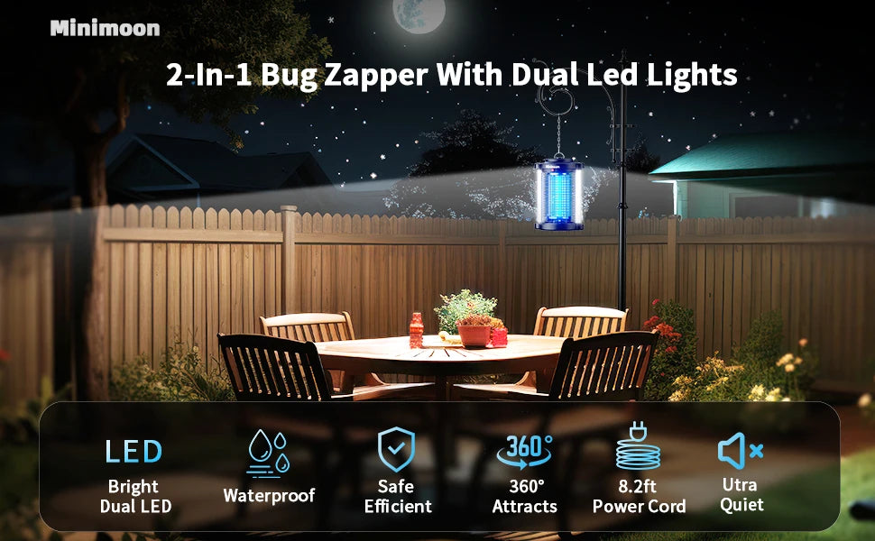 Bug Zapper Outdoor Mosquito Zapper with LED Light 4200V Fly Zapper 15W Electric Fly Traps .