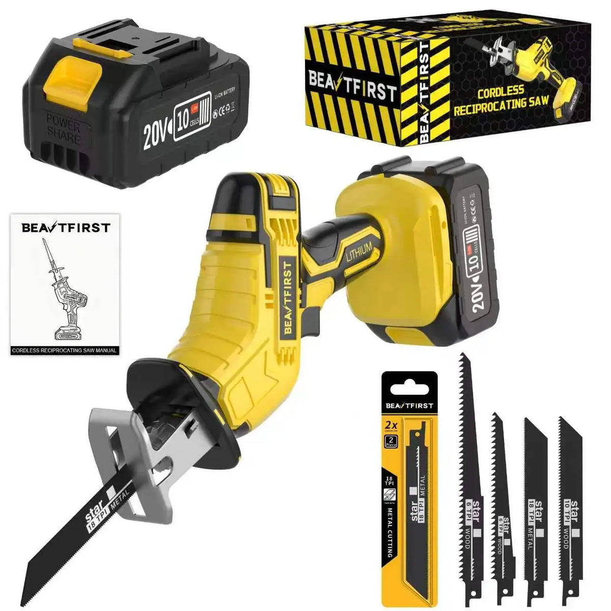 Brand new upgraded electric reciprocating saw, cordless jigsaw with LED light and safety lock