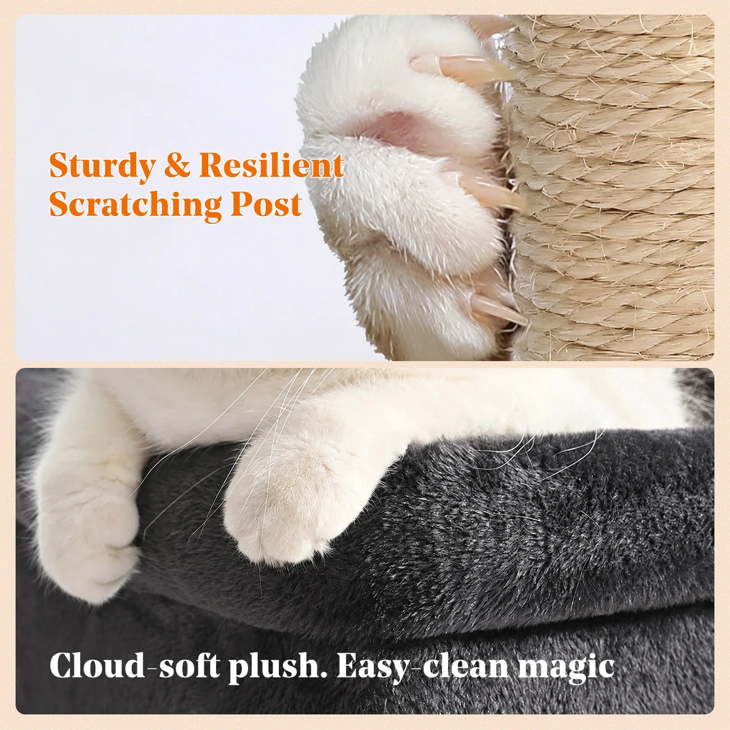 30-Inch Cat Tree with 2 Cozy Condos Sisal Scratching Post Soft Top Perch Hanging Pompom .