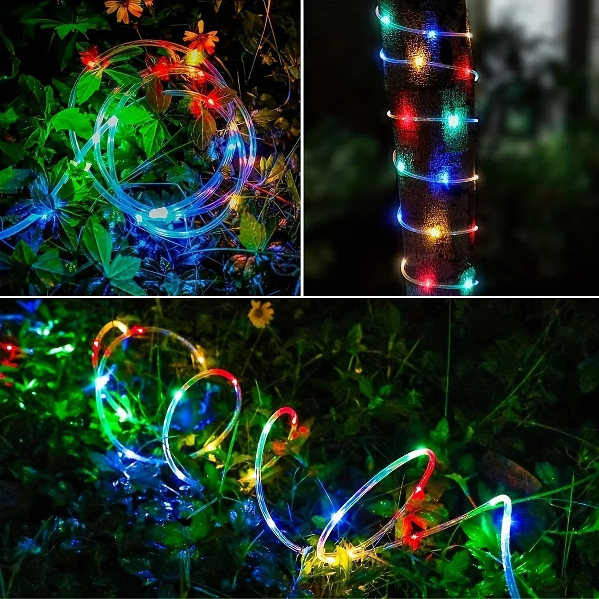 1pc Solar LED Tube Light 100LED Tube Rope String Light 8 Modes with Outdoor PVC Tube Light Solar Fence Light .