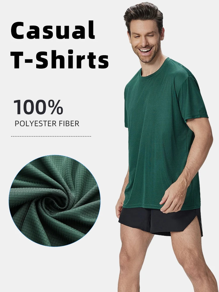 6-Pack Men's Breathable Polyester Crew Neck T-Shirts - Lightweight, Moisture-Wicking