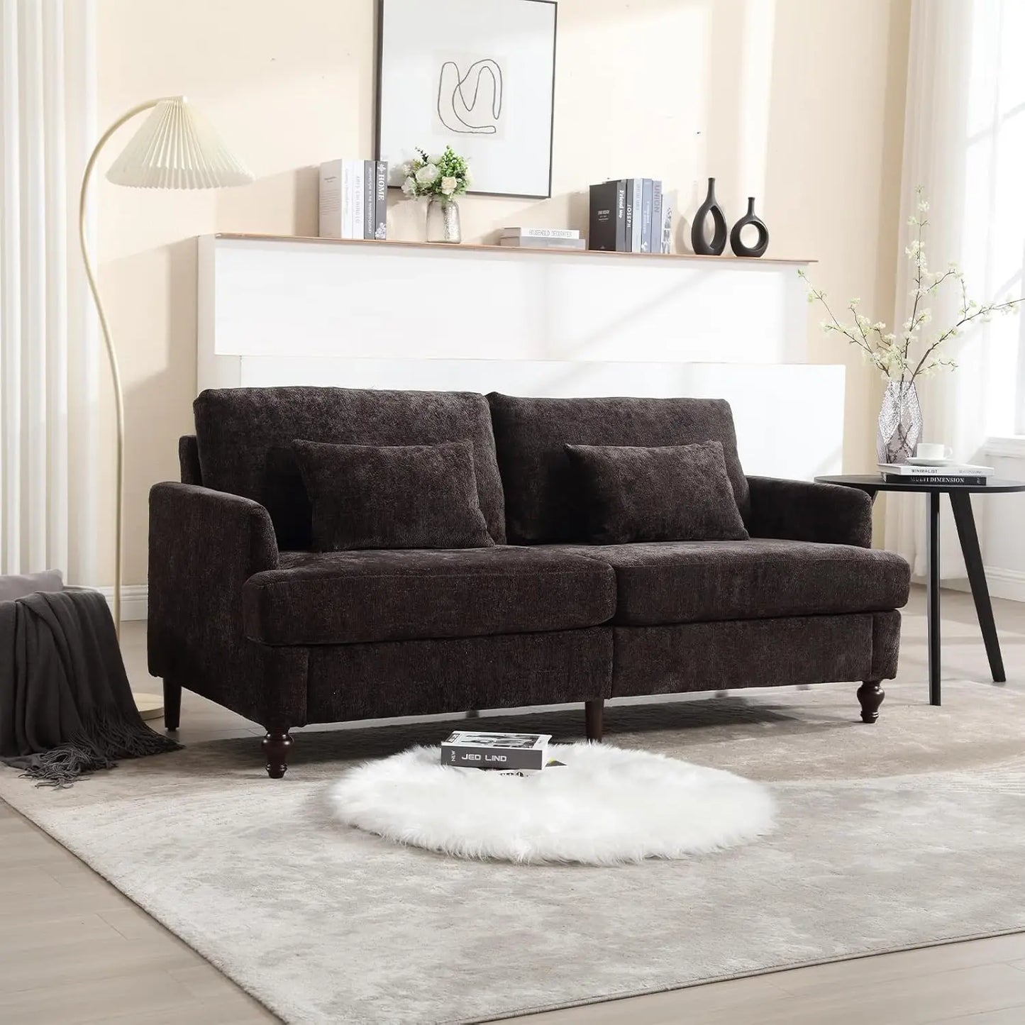70 inch Loveseat Sofa, Mid-Century Modern Love Seat Couch with Wood Legs, Upholstered Comfy Sofa.