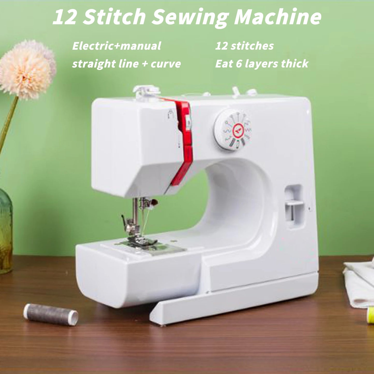 12 Stitches Mini Sewing Machine Home Multifunctional Electric Double Thread Sewing Machine Replaceable presser foot design US