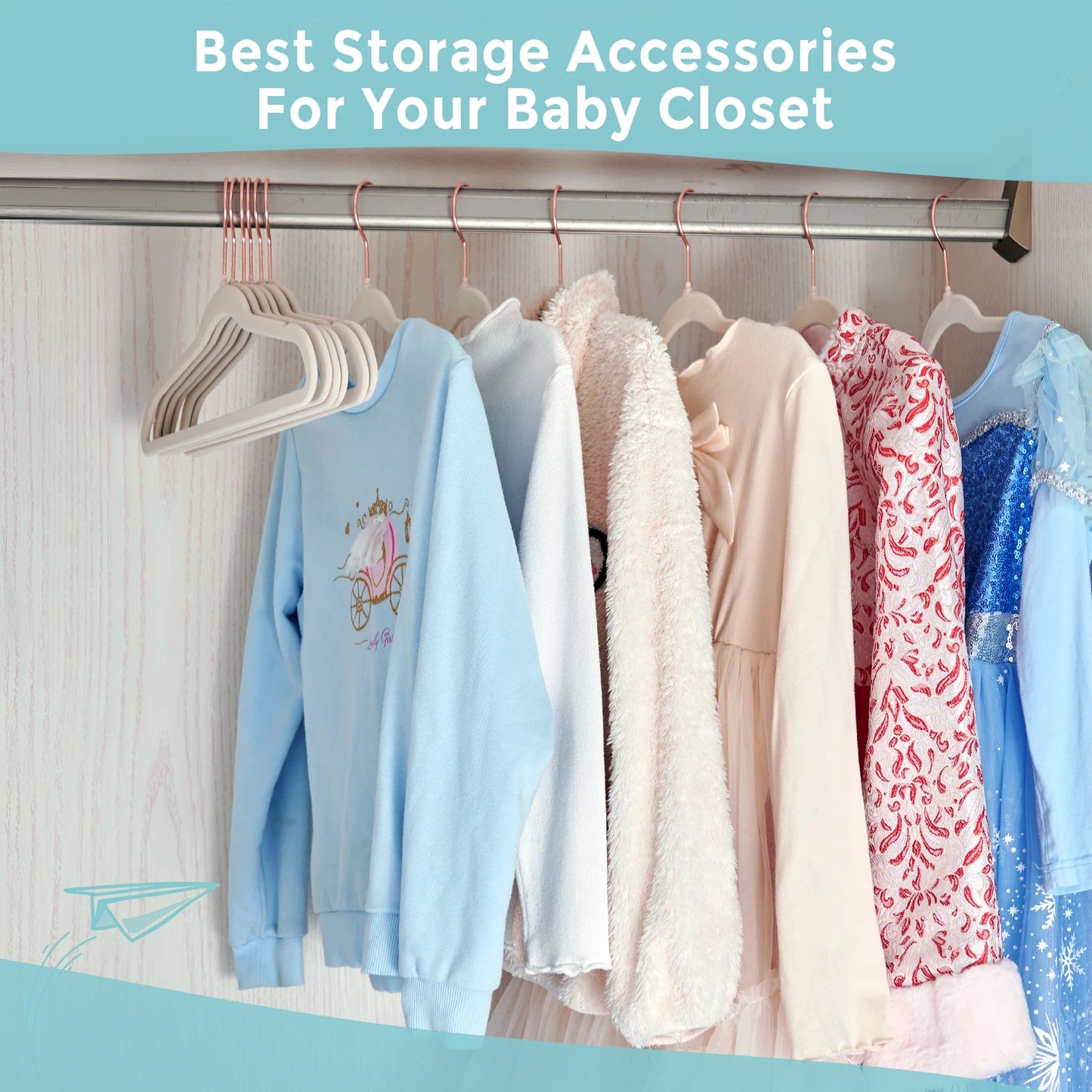 Baby Velvet Hangers 30/50 Pack - 11 Inch Premium Felt Non Slip Kids Hanger for Infant & Toddler Clothes.