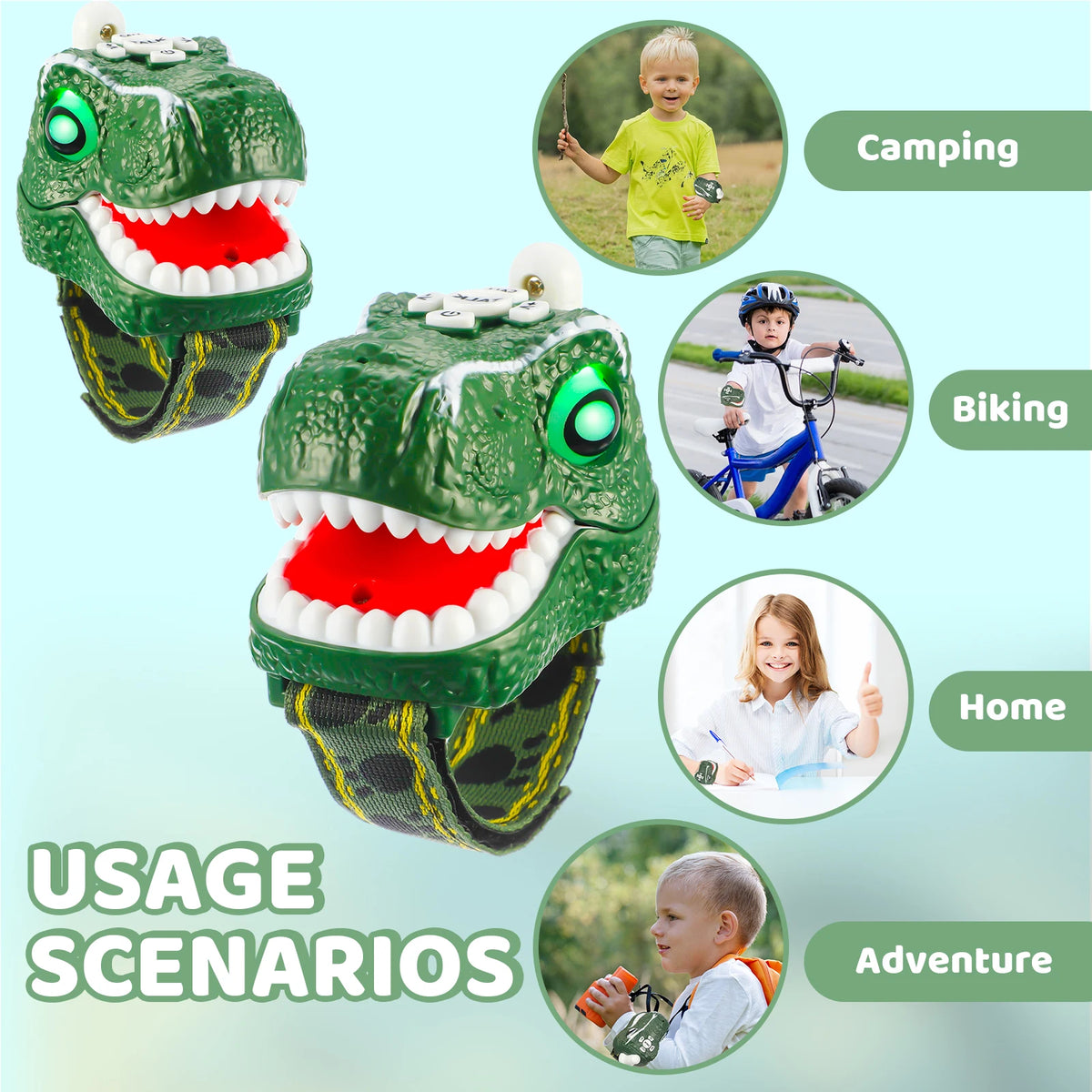 Dinosaur Toys Walkie Talkies for Kids 2 Pack, Wrist Walkie Talkie Watch Toys for Boys Girls Age 3-12, T-Rex Dino Watch Toys.
