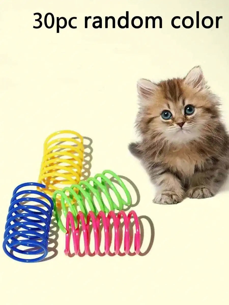 Pet Cat Spring Toy Plastic Colorful Bouncing  8 Pcs Random Colors