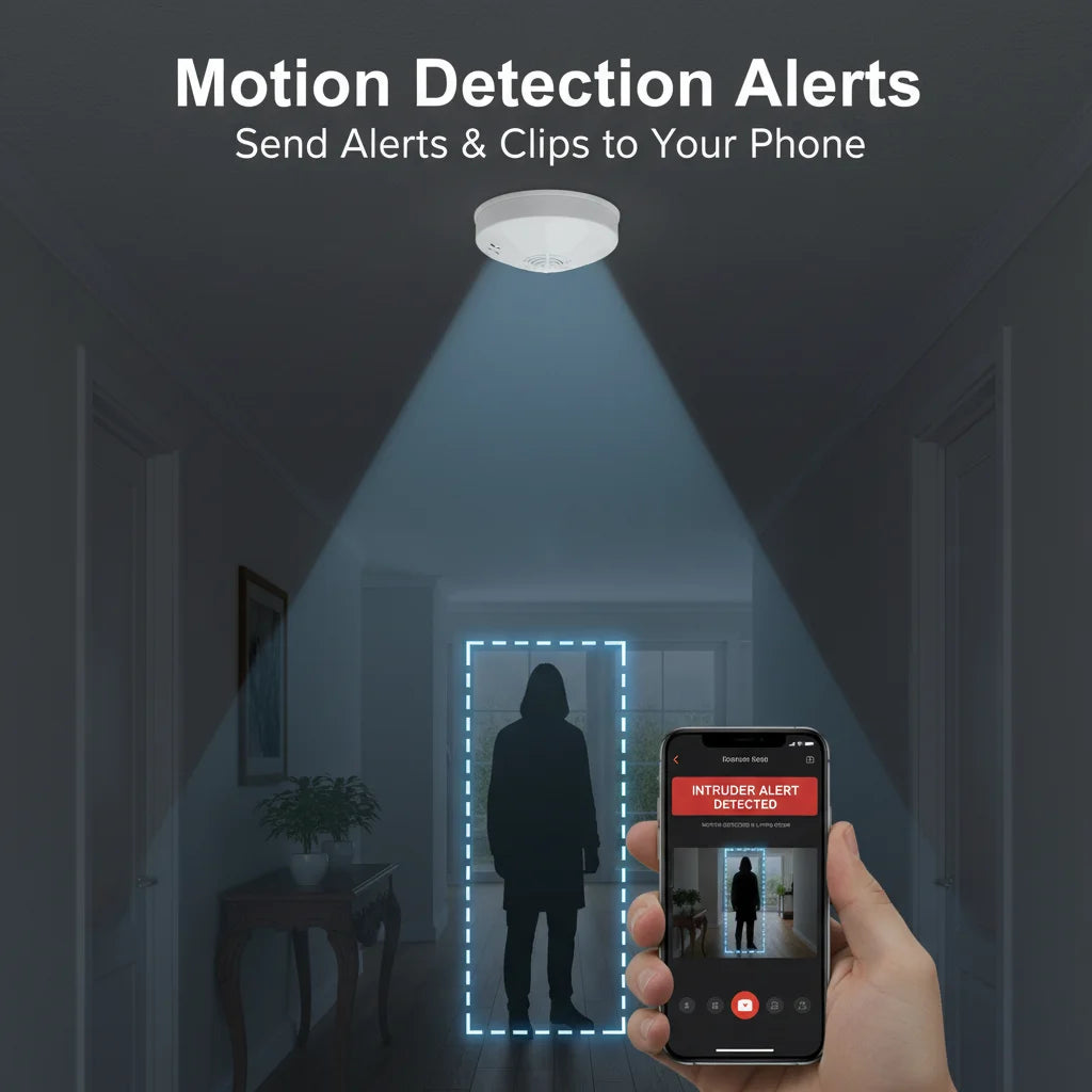 Mini Security Camera 1080P HD, WiFi Remote View, Motion Detection & Recording, Ceiling-Mounted