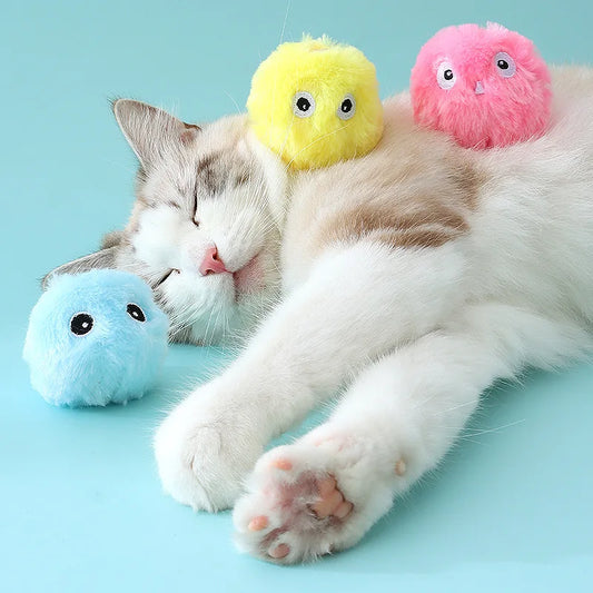 1/3Pcs Interactive Ball Smart Cat Dog Toys Plush Electric Catnip Training Toy Kitten Touch Sounding Pet Product Squeak Toy Ball