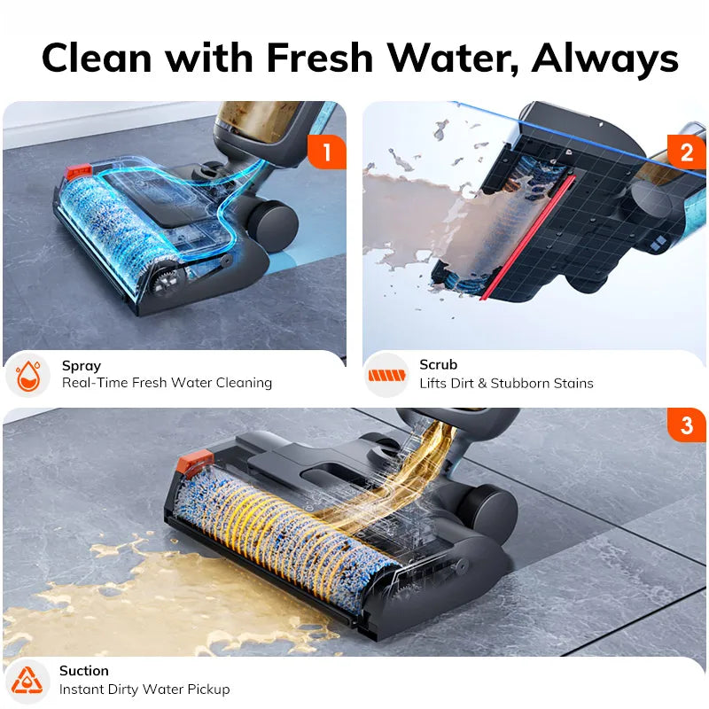 ILIFE W90 Pro Cordless Wireless Wet Dry Smart Mop Washing ,7000Pa Suction, 1Min Self Cleaning,.