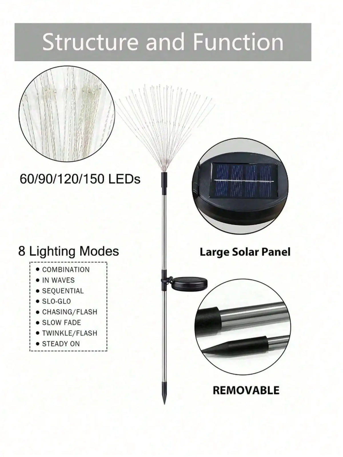 Solar Firework Lights Outdoor 2 Pack, 120LED Solar Starburst Garden Lights .